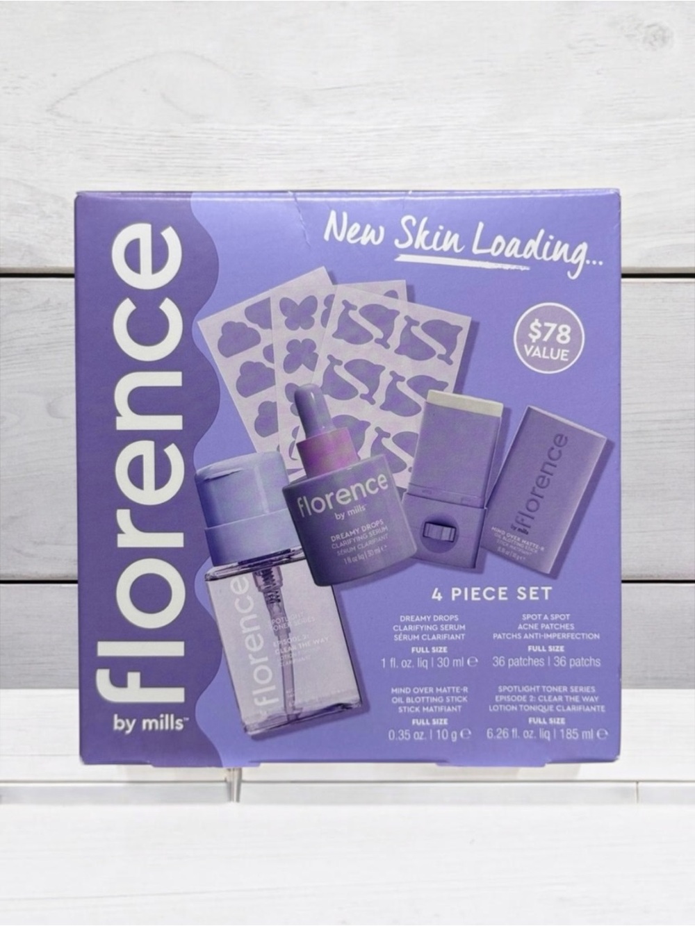 NWT NIB Florence by Mills 4 Piece Skincare Set | ‘New Skin Loading’